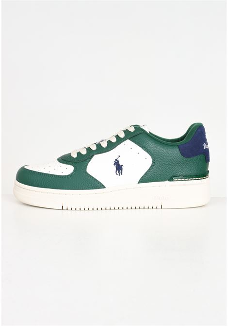 White green and blue men's sneakers RALPH LAUREN | 809931571003CREAM/FOREST/YELLOW